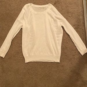 Size small, white sweater with cutouts on back